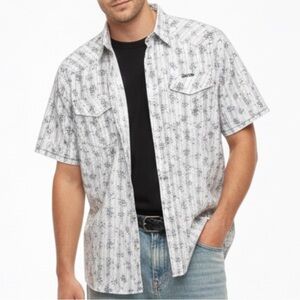 Billabong White and Blue Floral Button Down Shirt 100% Cotton Size Large